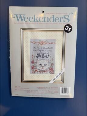 Weekenders Counted Cross Stitch The Cat By Mary Packingham Mat Included New